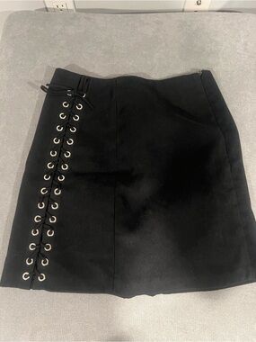 SHEIN Black Mini Skirt with Lace-Up Side